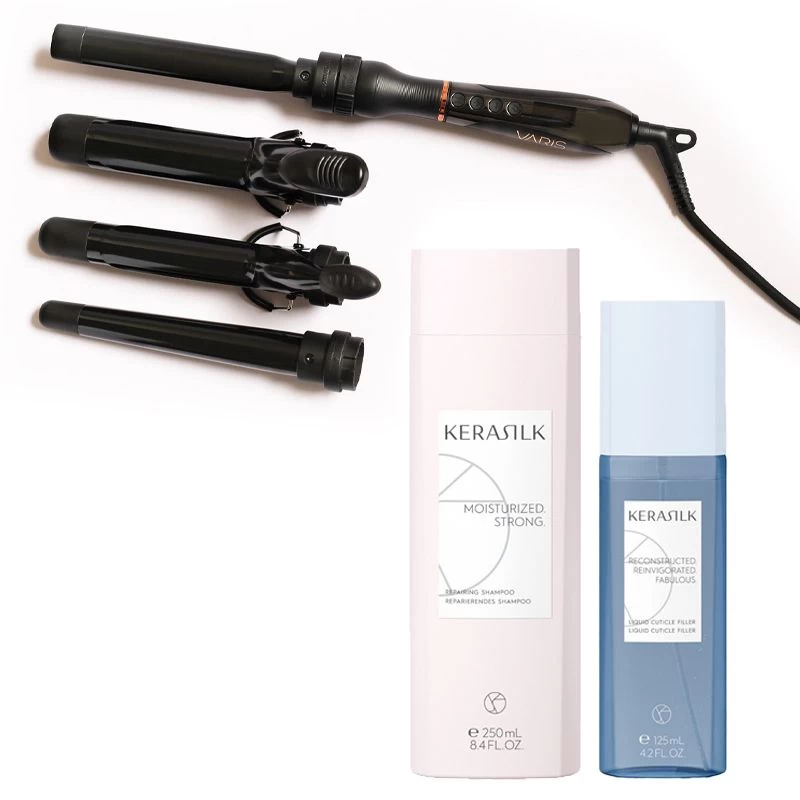 Goldwell Varis Curling Iron System + Kerasilk Liquid Cuticle Filler + Kerasilk Repairing Shampoo